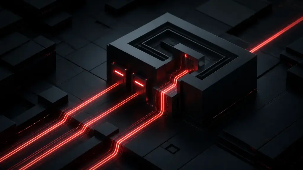 Several possible routes passing through a deliberately controlled decision gate